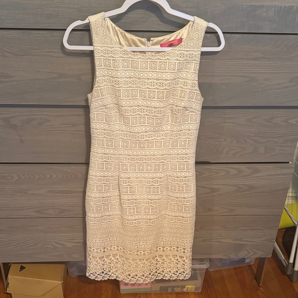 Catherine Malandrino Cream Lace Sleeveless Sheath Dress